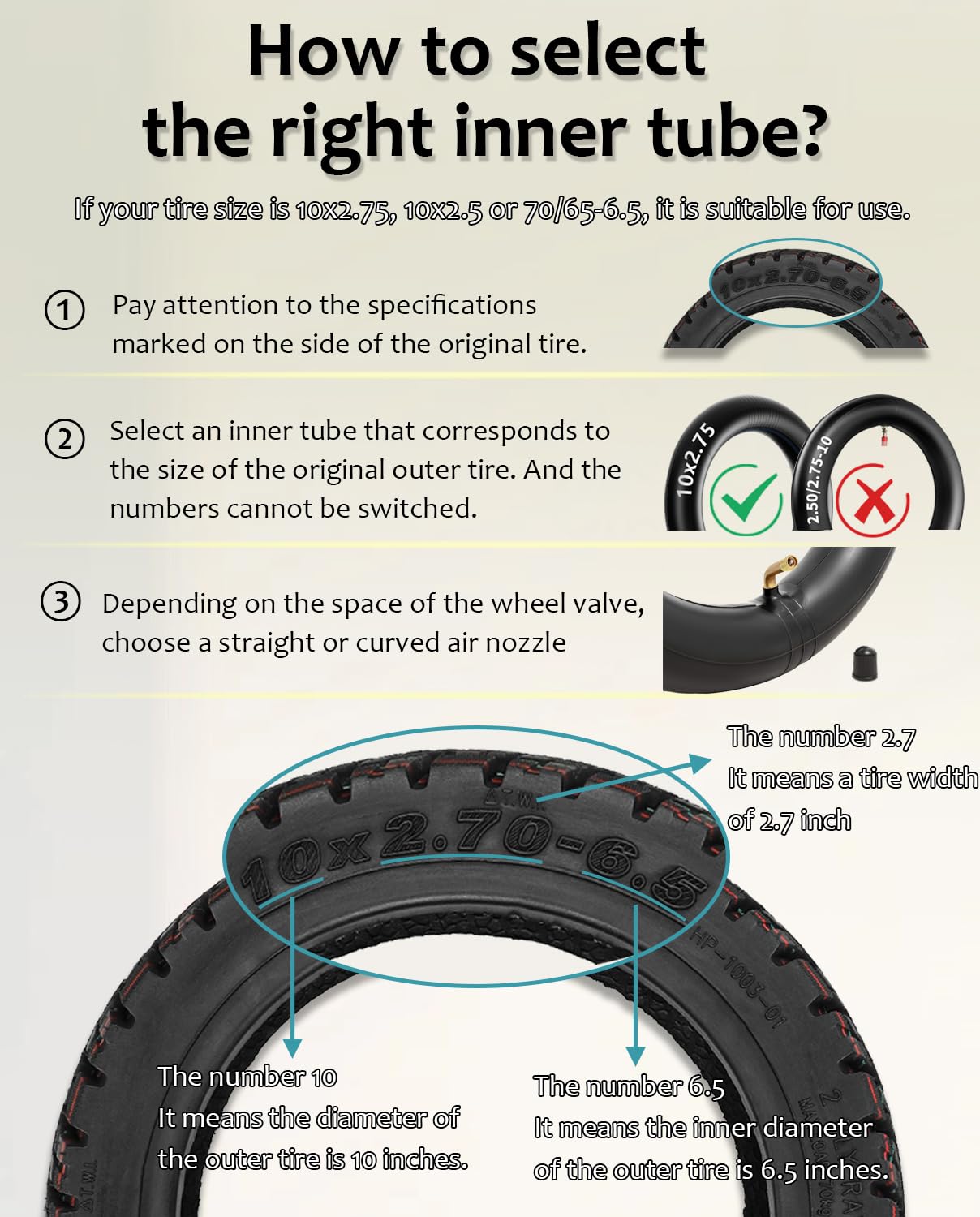 GLDYTIMES 10x2.75-6.5 10 Heavy Duty Inner Tube for Speedway 5